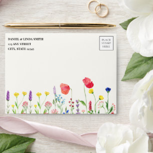 Whimsical Meadow Wildflower Wedding Envelope
