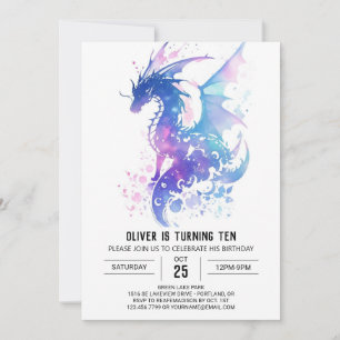 Whimsical Medieval Dragon Birthday Invitation