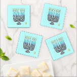 Whimsical Menorah 4-Piece Square Glass Coaster Set<br><div class="desc">These Whimsical Menorah 4-Piece Square Glass Coasters are perfect for your Hanukkah gatherings. Mix and match them with other coasters,  or buy several sets to protect your furniture. They'll add a touch charm,  and class,  to your Celebration of Light. Also,  make great gifts.</div>