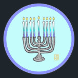 Whimsical Menorah Classic Round Sticker<br><div class="desc">These Whimsical Menorah Classic Round Stickers are the perfect finish on your Hanukkah card envelopes,  and on all your paper-wrapped gifts. They coordinate with gift and paper product items in my Whimsical Menorah Hanukkah and More Collection.</div>