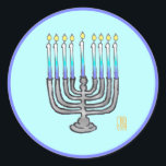 Whimsical Menorah Classic Round Sticker<br><div class="desc">These Whimsical Menorah Classic Round Stickers are the perfect finish on your Hanukkah card envelopes, and on all your paper-wrapped gifts. They coordinate with gift and paper product items in my Whimsical Menorah Hanukkah and More Collection.</div>