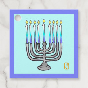 Whimsical Menorah Favor Tags