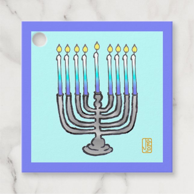 Whimsical Menorah Favor Tags (Front)