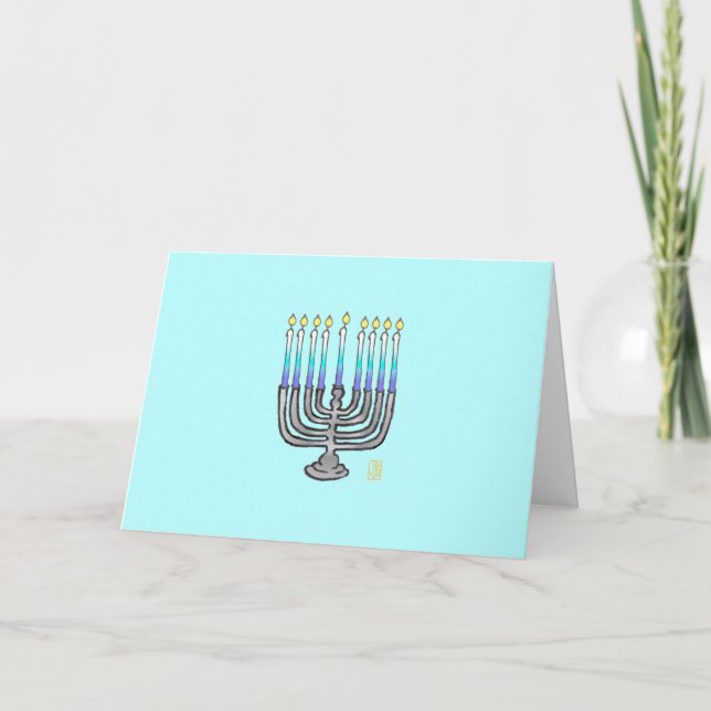 Whimsical Menorah Hanukkah Greeting Card (Front)