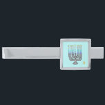 Whimsical Menorah Hanukkah Tie Clip<br><div class="desc">This Whimsical Menorah Hanukkah Tie Clip features a fun illustration of a candle-laden menorah on light blue background, and is perfect for work or your holiday celebrations. Wear it yourself, or gift it to that special guy in your life, and add a little whimsy to someone's nights of light. Happy...</div>
