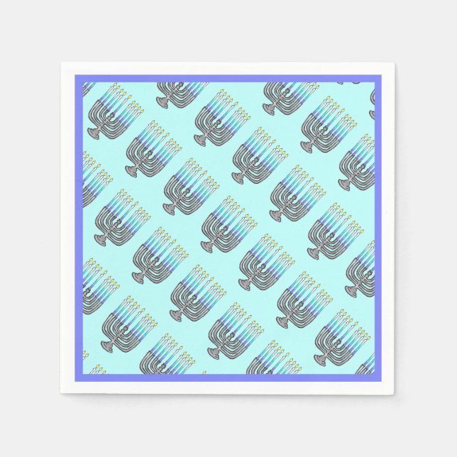 Whimsical Menorahs Cocktail Paper Napkins (Front)
