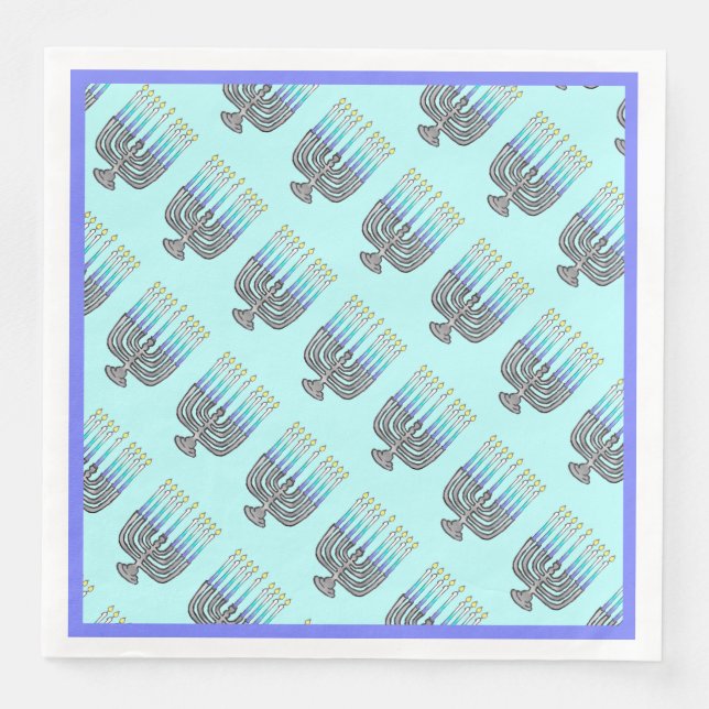 Whimsical Menorahs Paper Dinner Napkin (Front)