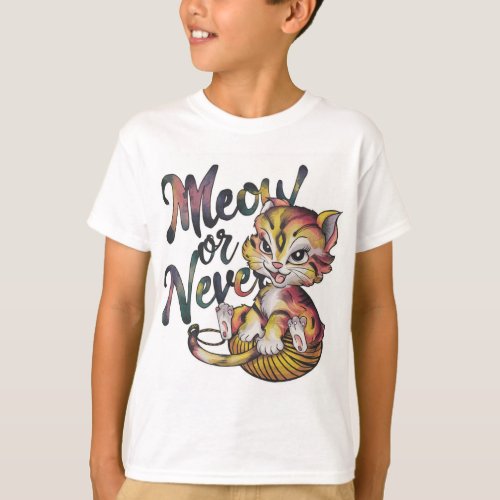 Whimsical Meows Watercolor Kitty T_Shirt Design