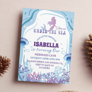 Whimsical Mermaid 1st Birthday Invitation