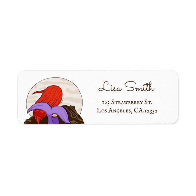Whimsical Mermaid and Moon Return Address Label (Front)