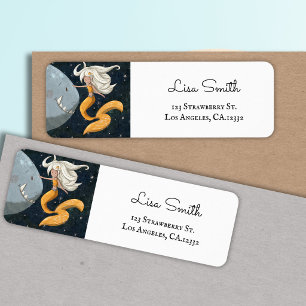 Whimsical Mermaid and Shark Return Address Label