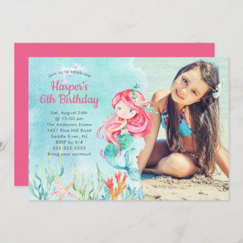 Whimsical Mermaid Birthday Invitation