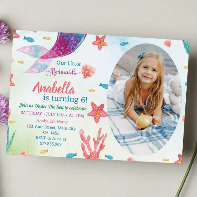 Whimsical Mermaid Birthday Invitation | Zazzle
