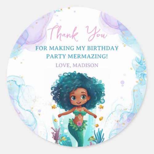 Whimsical Mermaid Birthday Party Classic Round Sticker