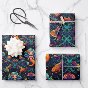 Whimsical Mermaid Dreams – Little Girl Mermaid Wrapping Paper Sheets