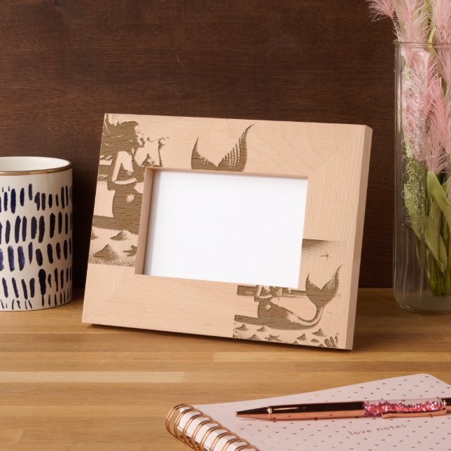 Whimsical Mermaid Enjoying Ice Cream Engraved Frames (Left)