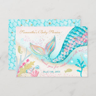 Whimsical Mermaid Girl Baby Shower Thank You
