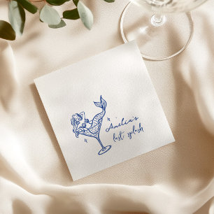 Whimsical Mermaid Martini Glass Bachelorette Napkins