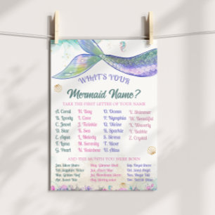 Whimsical Mermaid Name Game Ocean Girl Poster