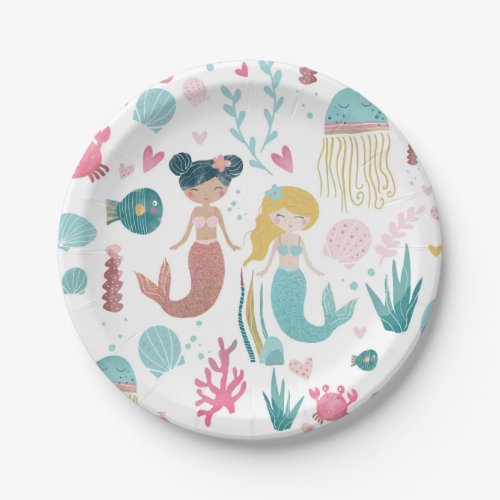 Whimsical Mermaid  Party Plates  Girls Party