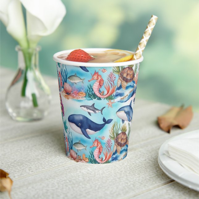  whimsical mermaid rainbow sea birthday party  paper cups (Insitu)