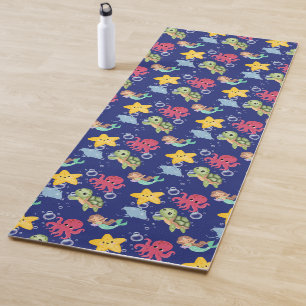 Whimsical mermaid rainbow sea birthday party yoga mat
