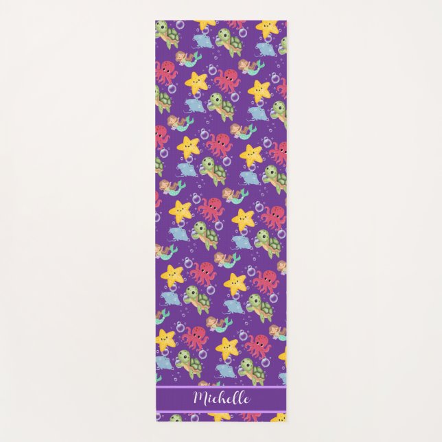  whimsical mermaid rainbow sea birthday party  yoga mat (Front)