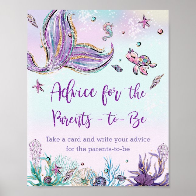 Whimsical Mermaid Tail Advice for Parents to Be Poster (Front)