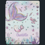 Whimsical Mermaid Tail Mercat Under the Sea iPad Smart Cover<br><div class="desc">Personalize this whimsical mermaid under the sea ipad cover with your name!  A great gift idea!  Featuring a pretty mermaid tail,  a cute mercat and a magical rainbow background.  (c) The Happy Cat Studio.</div>