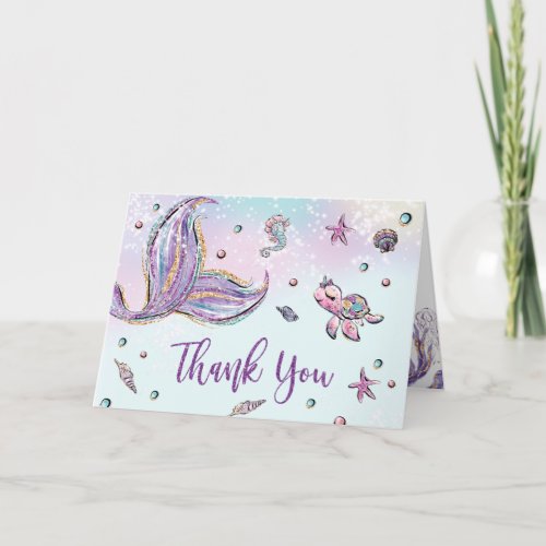 Whimsical Mermaid Tail Under the Sea Baby Shower Thank You Card