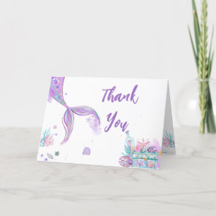 Whimsical Mermaid Tail Under the Sea Letterpress Thank You Card