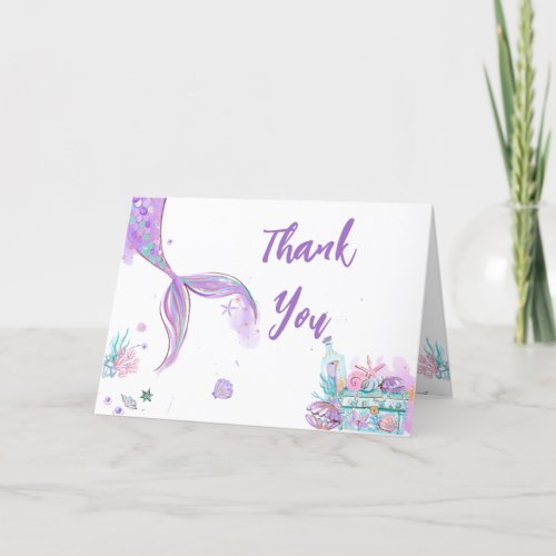 Whimsical Mermaid Tail Under the Sea Thank You Card