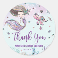 Whimsical Mermaid Under the Sea Baby Shower Favor Classic Round Sticker
