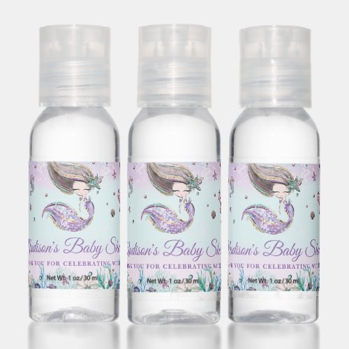 Whimsical Mermaid Under the Sea Baby Shower Favor Hand Sanitizer