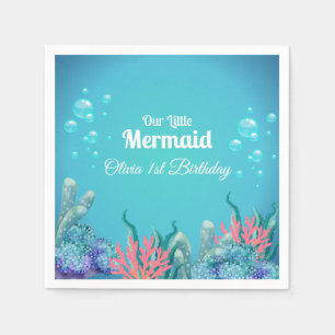Whimsical Mermaid Under the Sea Birthday Napkins
