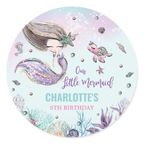 Whimsical Mermaid Under the Sea Birthday Party Classic Round Sticker