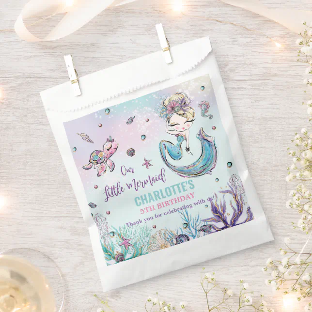 Whimsical Mermaid Under the Sea Birthday Party Favor Bag | Zazzle