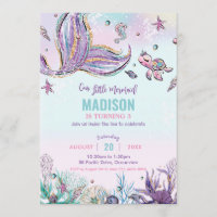 Whimsical Mermaid Under the Sea Birthday Party Invitation