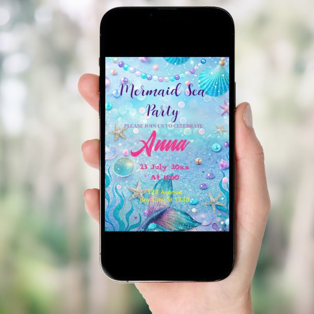 Whimsical Mermaid Under the Sea Birthday Party  Invitation (Front Digital)