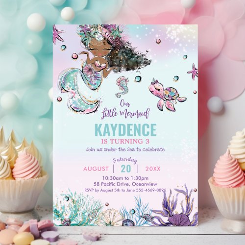 Whimsical Mermaid Under the Sea Birthday Party Invitation