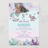 Whimsical Mermaid Under the Sea Birthday Party Invitation