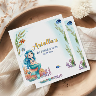 Whimsical Mermaid Under the Sea Birthday Party Nap Napkins