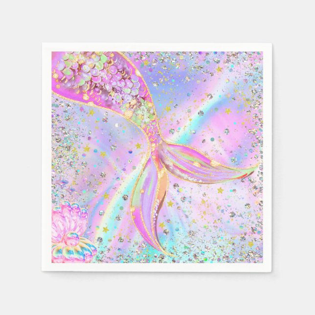 Whimsical Mermaid Under the Sea Birthday Party Napkins (Front)