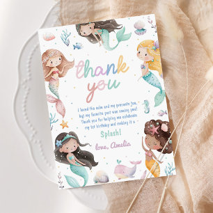 Whimsical Mermaid Under the Sea Birthday Party Thank You Card