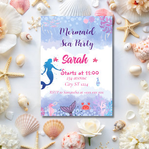 Whimsical mermaid under the Sea Invitation
