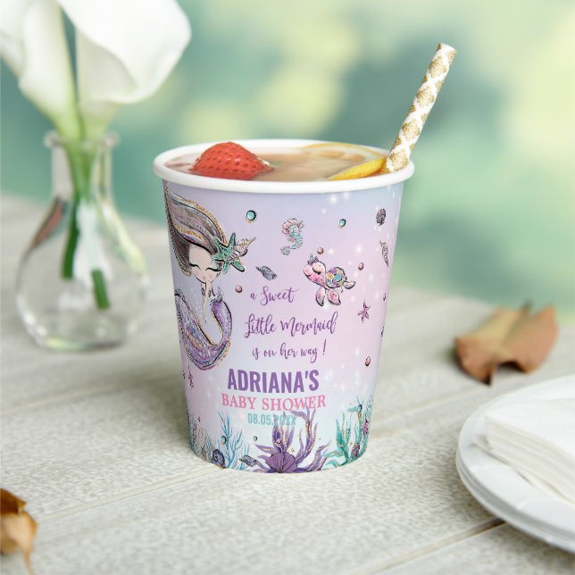 Whimsical Mermaid Under the Sea Pool Baby Shower  Paper Cups (Insitu)