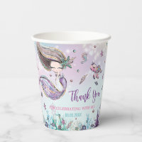 Whimsical Mermaid Under the Sea Pool Birthday Paper Cups