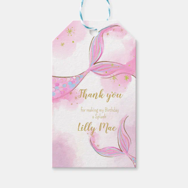 Whimsical Mermaid Under The Sea Thank You Tag, Gif Gift Tags | Zazzle