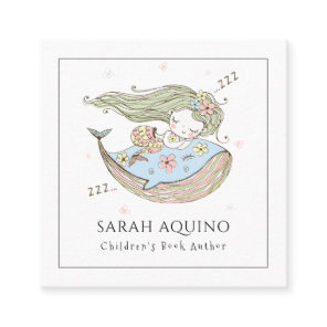Whimsical Mermaid & Whale Children's Book Author Square Business Card
