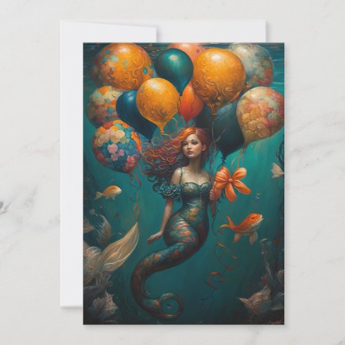Whimsical Mermaid with Balloon Birthday